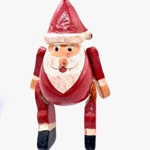 Hand Carved and Painted Santa Puppet Ornament